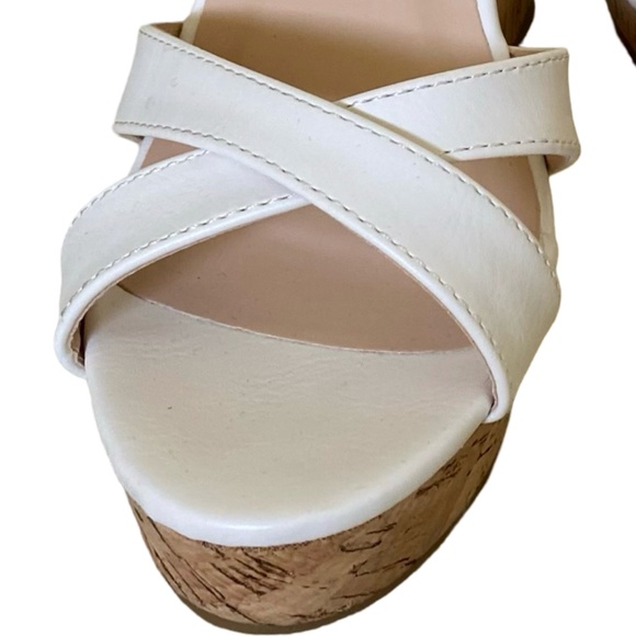Lulu's White Cork Wedge 4" Ankle Strap Sandal.Casual Summer. Sz 7 - Picture 2 of 15